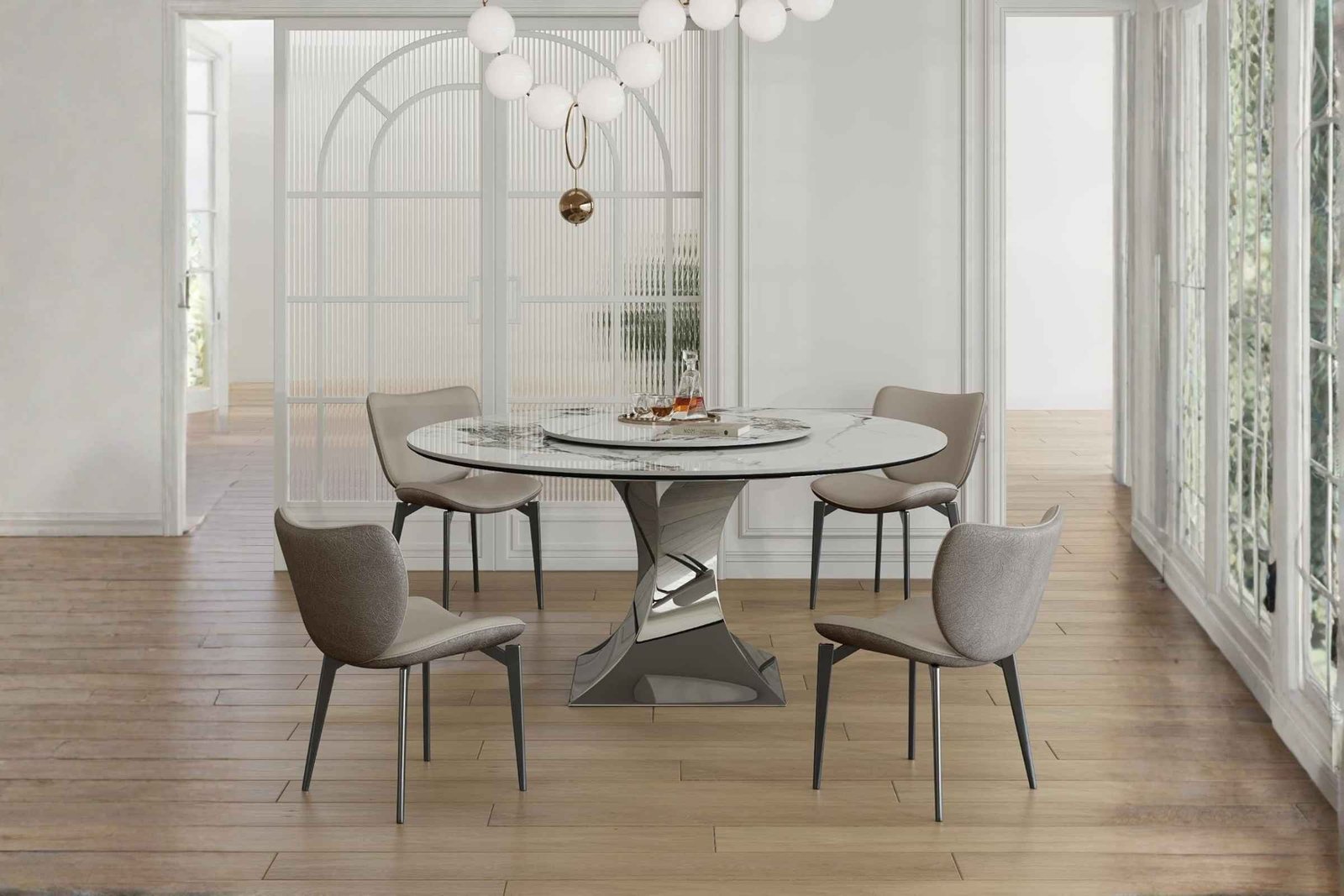 3-14 Is the Round Dining Table with White Sintered Stone Tabletop Good? Is It Worth It? COMPLETE Review with Pros & Cons (59" Table + 6 Gray Chairs)