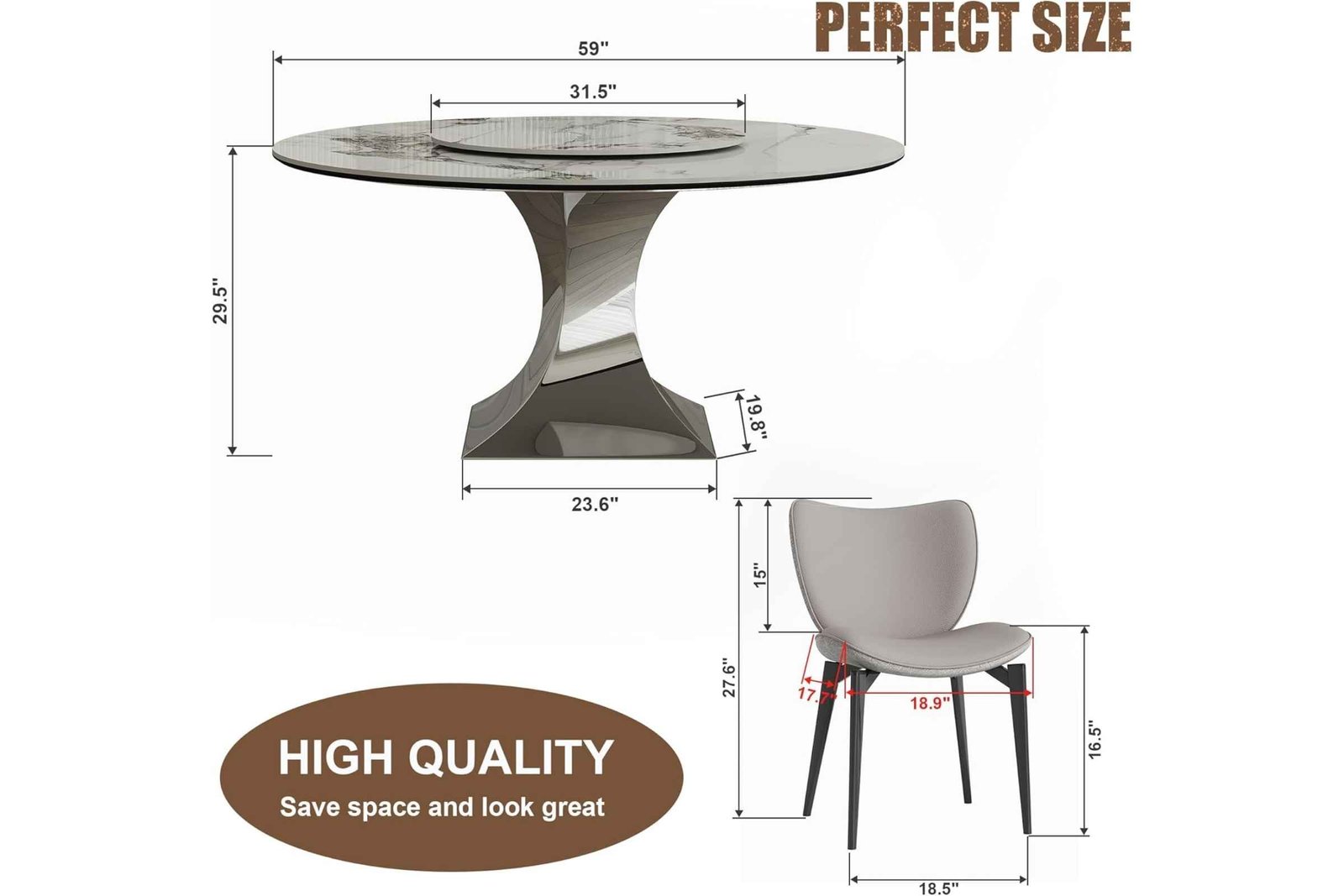 4-8 Is the Round Dining Table with White Sintered Stone Tabletop Good? Is It Worth It? COMPLETE Review with Pros & Cons (59" Table + 6 Gray Chairs)