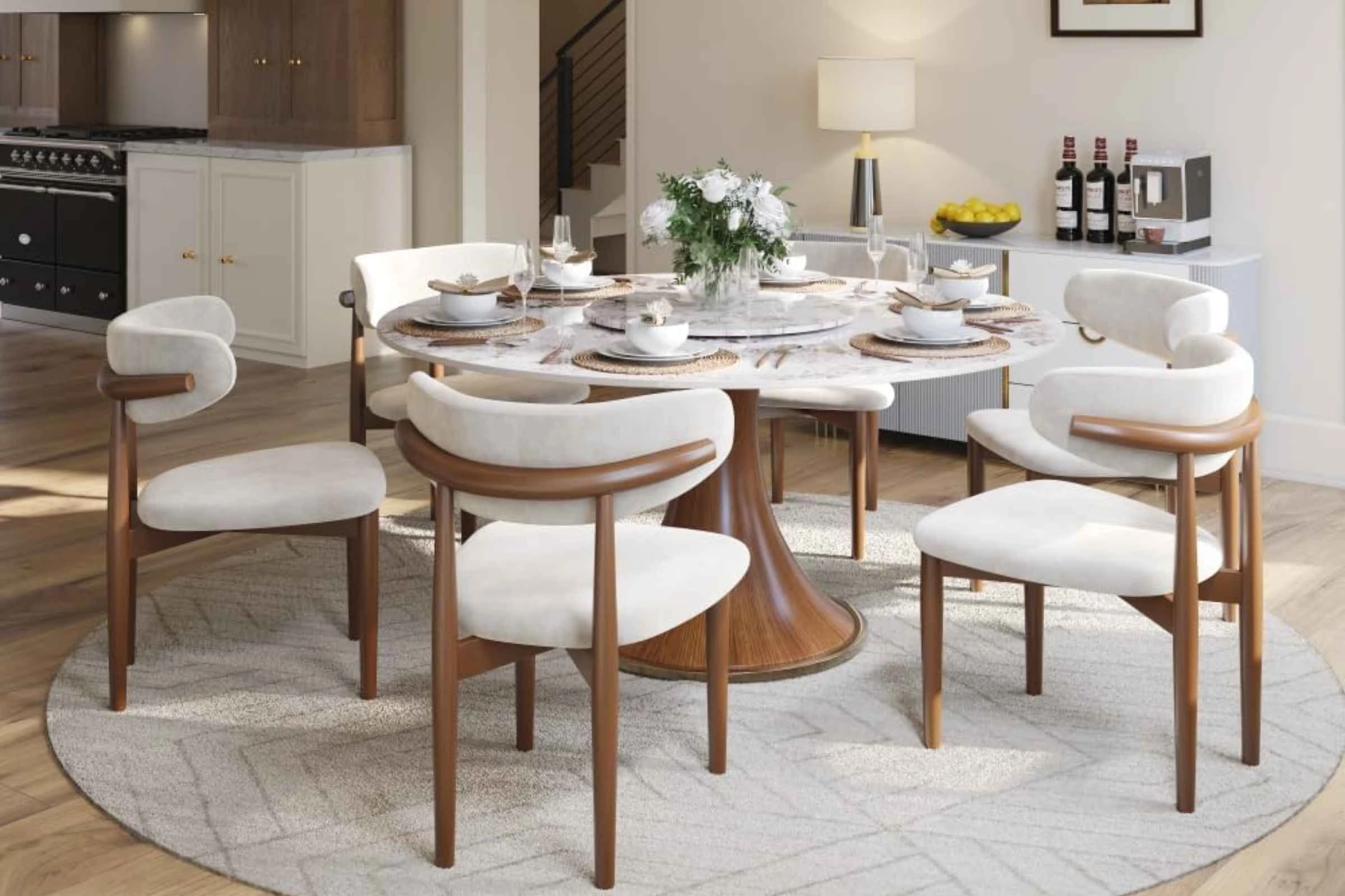 POVISON 53" Modern Round Dining Table