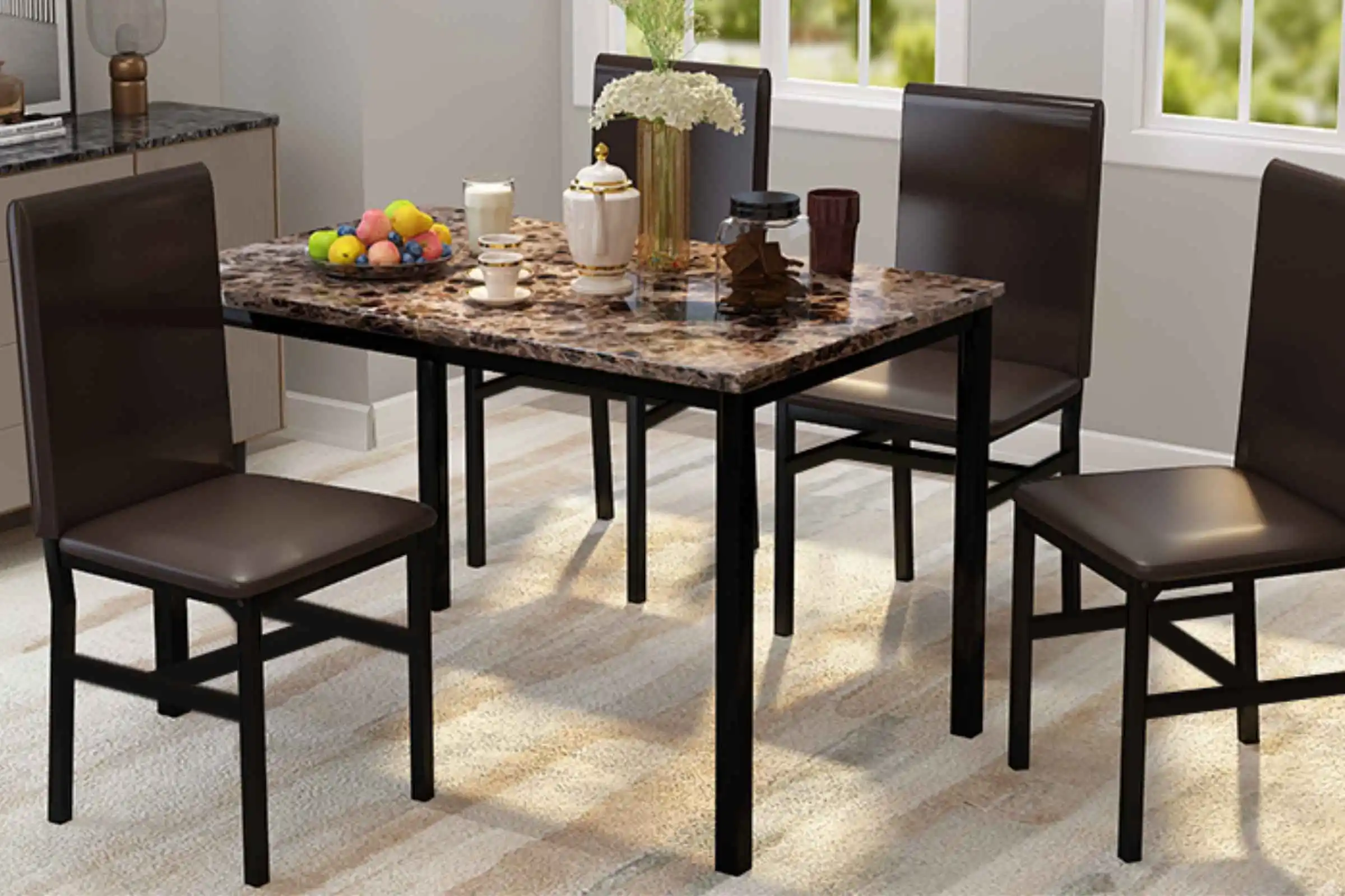 AWQM 5 Piece Dining Table Set for 4