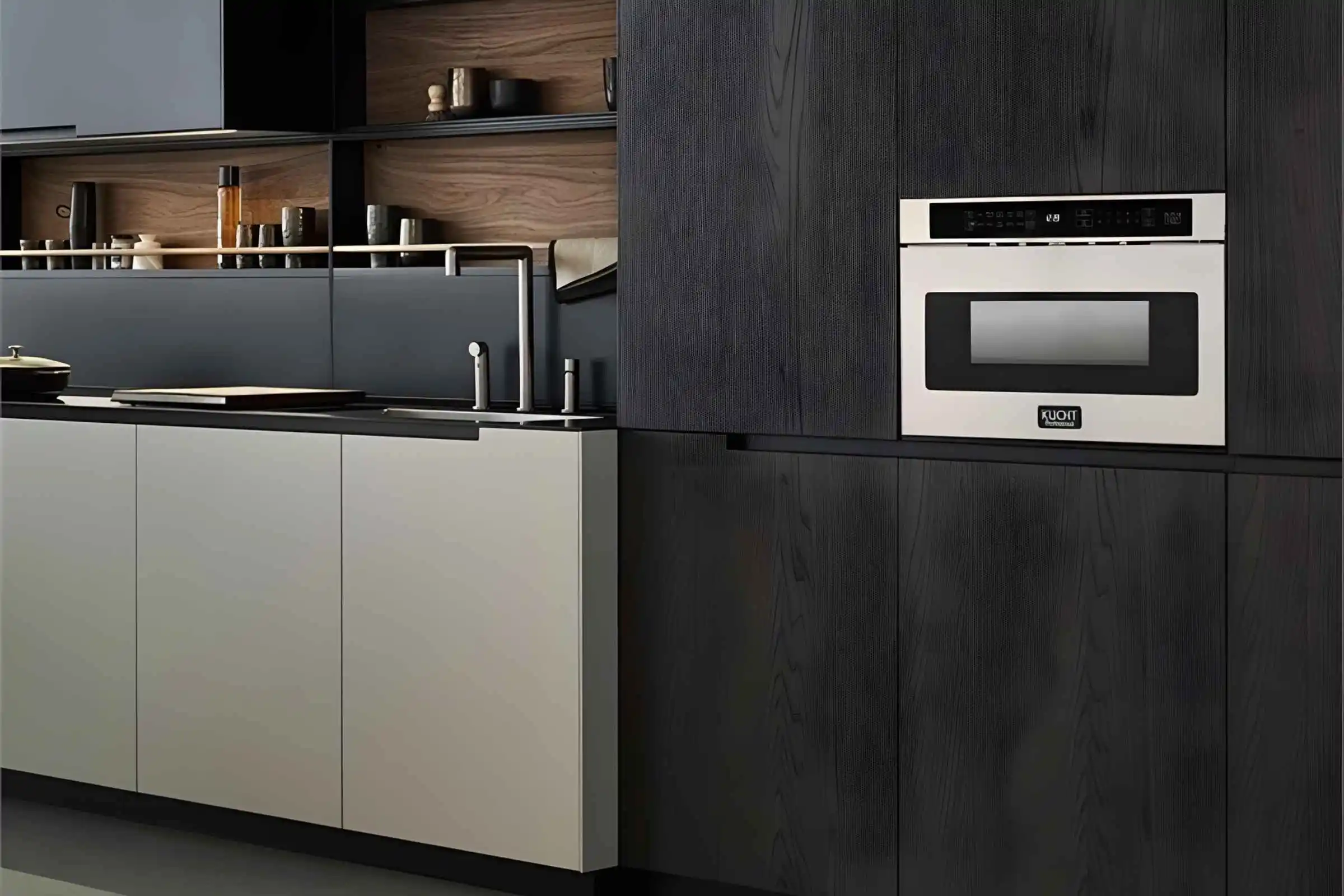 Pemberly Row 23.8" Modern Stainless Steel Microwave