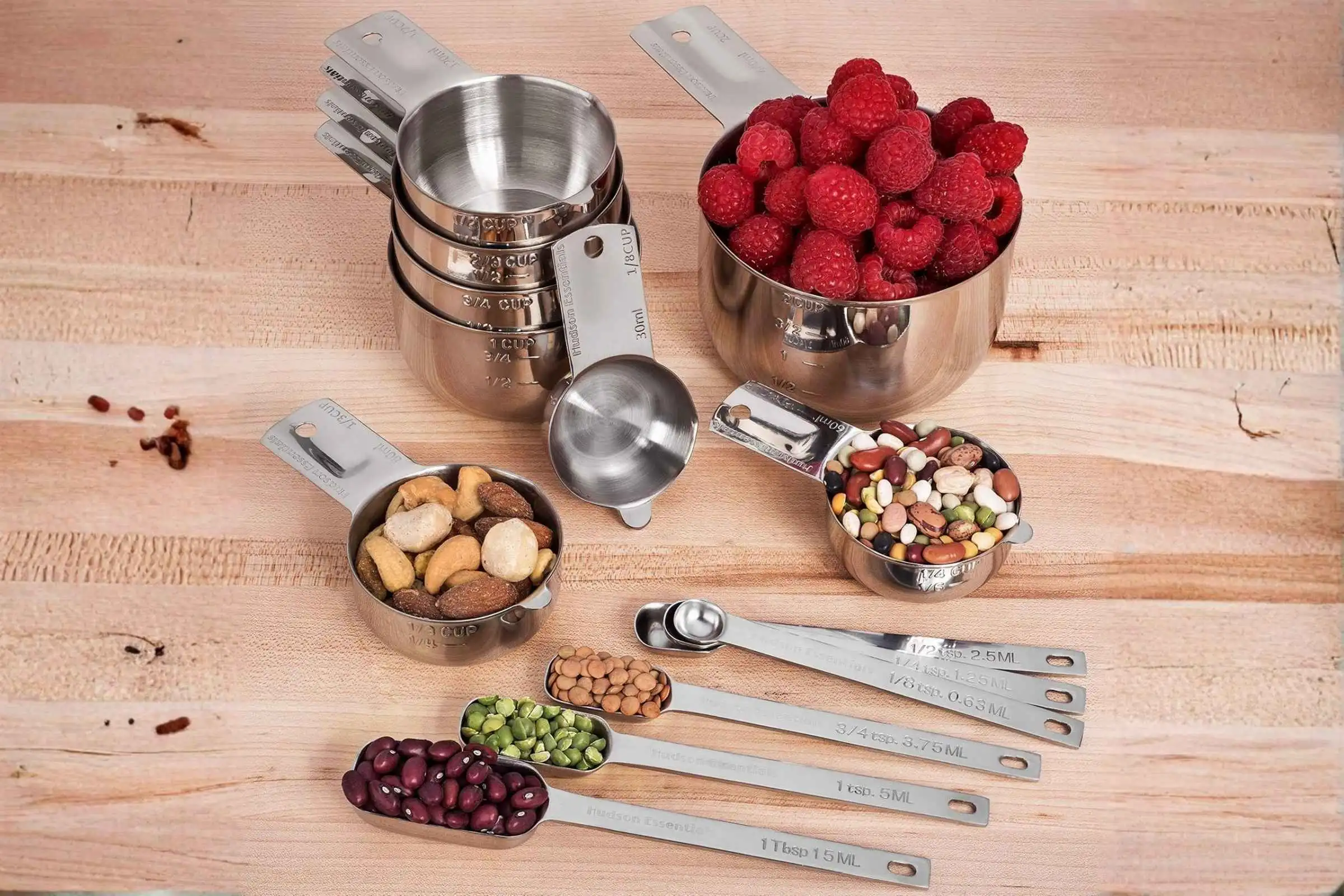 Hudson Essentials Stainless Steel Measuring Cups and Spoons Set